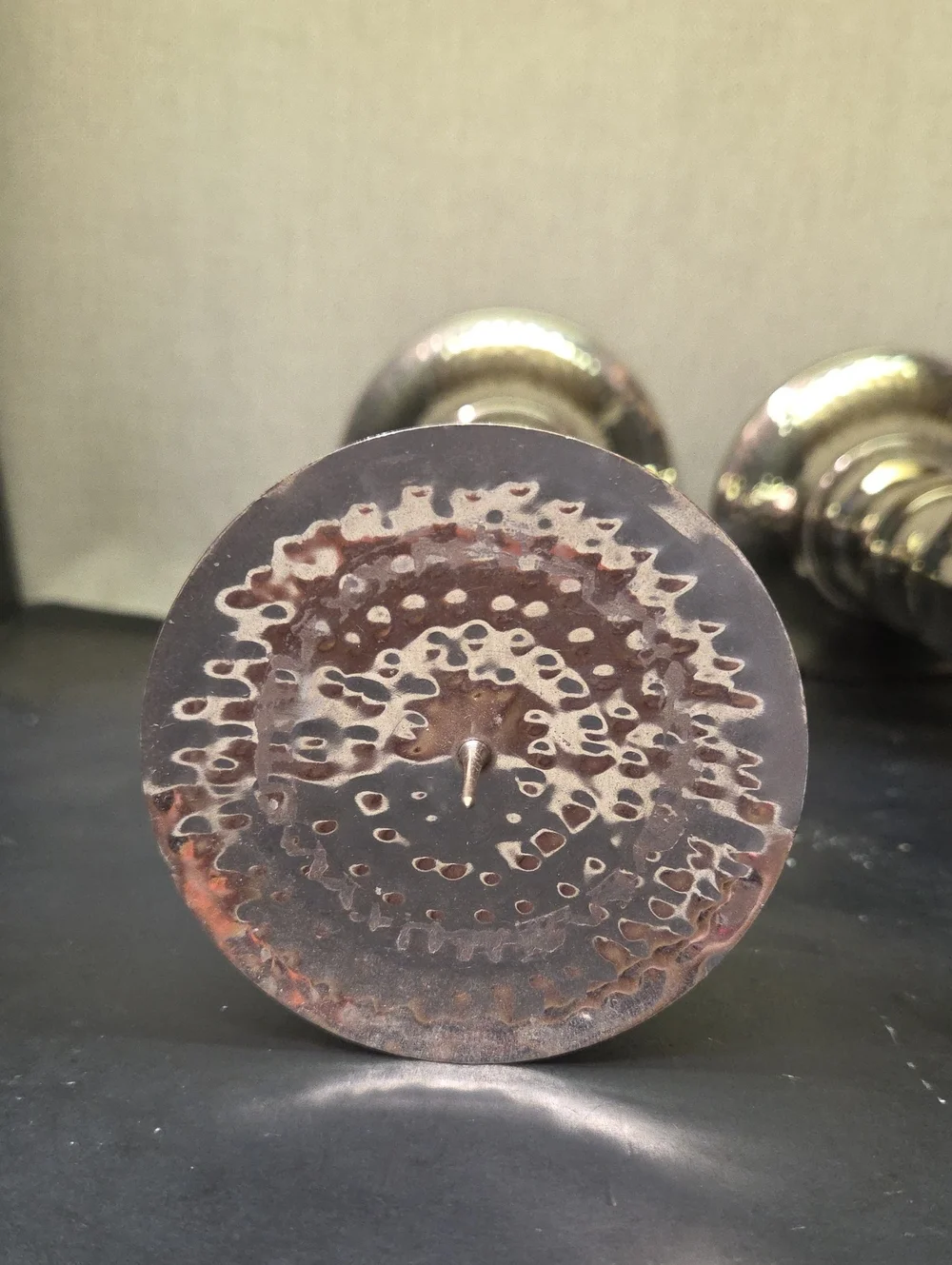 Set of 2 Elegant Expressions Nickle Hammered Mantel Candle‎ Holders,